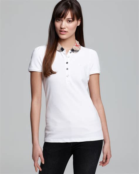 women burberry polo shirt white|Burberry women shirts on sale.